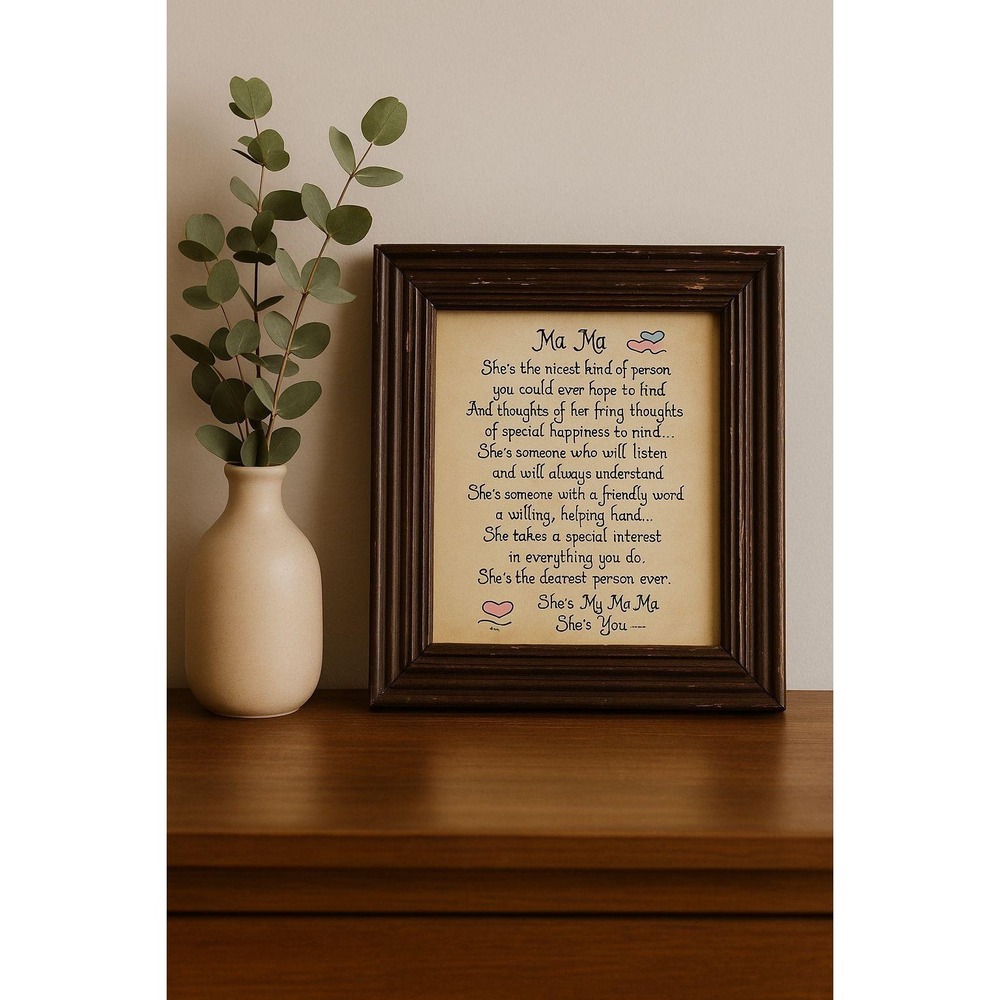 Framed Mother Grandmother Poem Print Wooden Frame Keepsake Gift